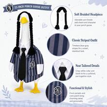 Porch Goose Outfit Striped Goose Costume Fits 23 Inch Porch Goose Statue Halloween Outdoor Decoration For Porch, Yard And Patio (Goose Statue Not Included) - Multicolor - View 3