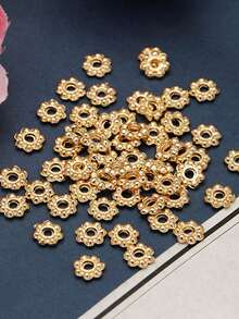 100pcs 4mm Fashion Alloy Small Flower Beads Flat Spacer Beads DIY Necklace Jewelry Making Craft Kit - 4mm Snowflake - View 10