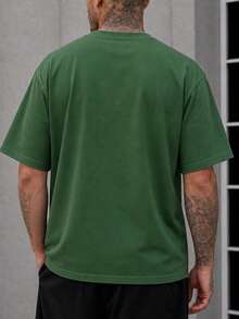 Plus Size Men's Round Neck Short Sleeve T-Shirt, Simple And Fashionable, Suitable For Summer Wear - Green - View 3