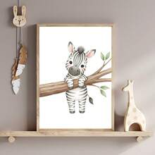 1pc Canvas Framed Baby Room Wall Art Decor, Animal Baby Poster, Sloth, Elephant And Zebra, Cute Baby Room Wall Decoration, Nordic Style, Jungle Theme Wall Decor, Ready To Hang, Suitable For Baby Crib Corner, Unisex Toddler Bedroom, Ideal Gift For Newborn Baptism, Wildlife Children's Room Accent Decor, Children's Room Decoration, Baby Room Poster, Kindergarten Decoration, Playroom Decoration, Gift, Party Decoration - Multicolor - View 10