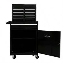Heavy Duty Metal Tool Chest, 5-Drawer Rolling Cabinet With Lockable Wheels, Ball Bearing Slides 15Kg Capacity, Detachable Top, Hanging Panel, For Garage Workshop Auto Repair, Black-XY354994 - 1 - View 9