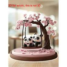 1pc 2D Flat Pink Panda And Cherry Blossom Tree Desktop Decor, Suitable For Decorating Restaurant, Kitchen, Living Room, Office, Cafe, Holiday, Party, Etc., Perfect As A Direct Gift For Mother's Day And Friends - Multicolor - View 6
