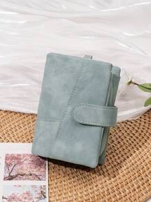 CHARM INFINITE Women Vintage Matte Trifold Wallet Detachable Wrist Strap Multi Card Zipper Coin Pocket Portable Credit Card Purse For Daily Travel - Multicolor - View 14