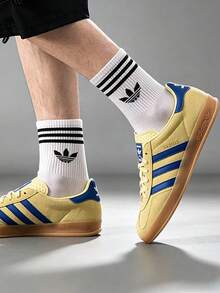 Adidas Originals GAZELLE INDOOR Comfortable Versatile Thin Sole Low-Top Sneakers Unisex Yellow Blue - Yellow and Blue - View 1