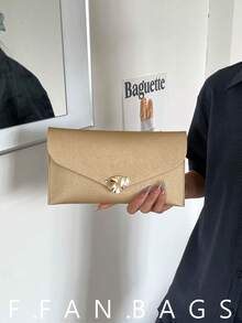New Envelope Clutch Bag, Large Capacity Casual Fashion Minimalist Korean Style Chic Handbag For Women - Gold - View 1