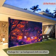2d Graphic Design, A Banner Background Cloth Of Ghost Night Cemetery-2d Graphic Halloween And Christmas Decoration With Printing Technology, Suitable For Banner Background Of All Seasons. - Multicolor - View 5