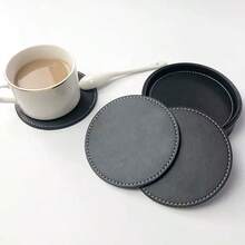 6pcs Round Leather Coasters, 4 Inch Round Coasters, Suitable For Home And Kitchen Use. - Multicolor - View 6