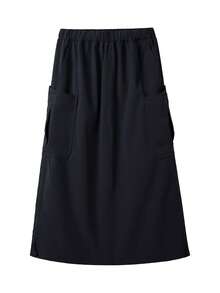 Women's Outdoor A-Line Midi Skirt, Spring Quick-Dry, Loose Fit Slimming, High Elasticity Commute Work Skirt - Phantom Black - View 2