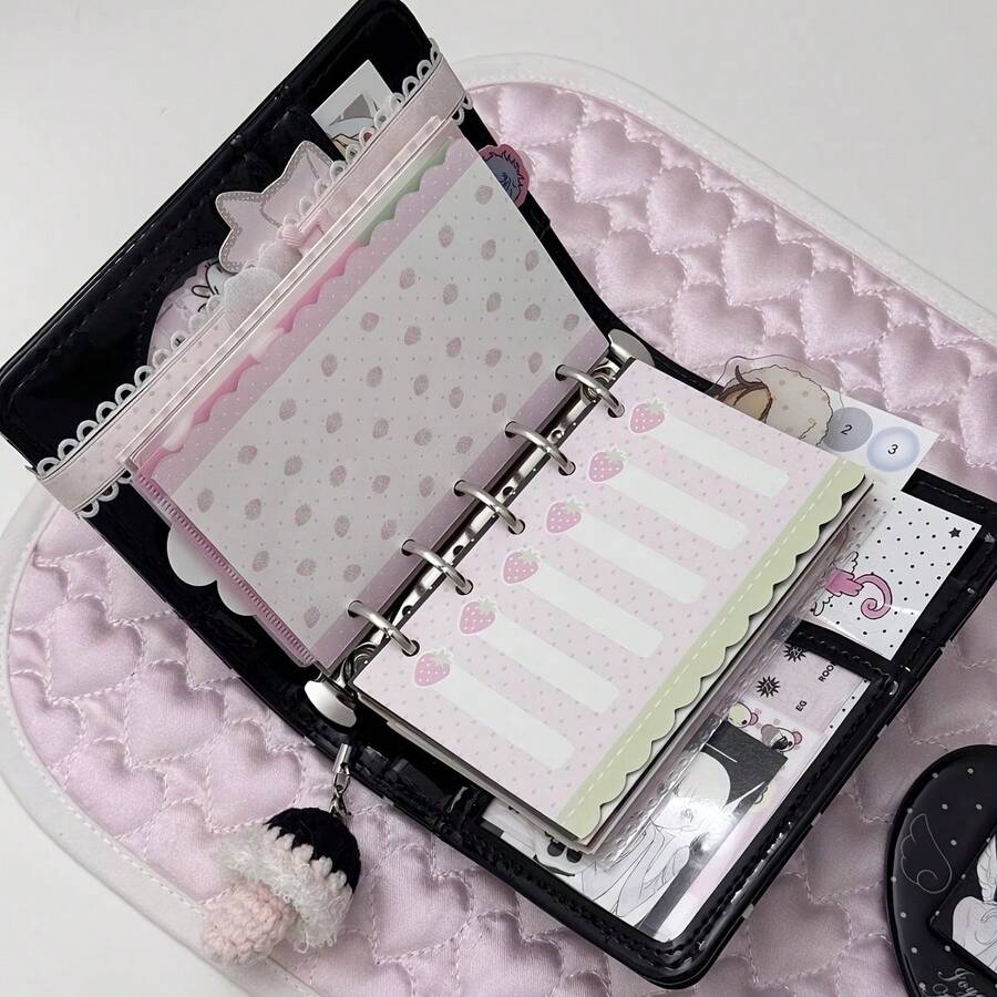 Original Polka Dot Heart Window Replaceable Inner Core Planner Cover - Heart Window Combination, (Cover Only) Cute Style, Diary Cover, Loose-Leaf Book, Replaceable Inner Core With Ring Binding, Convenient For Personalized Planning And Notes - Multicolor - View 1