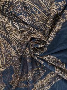 Vintage Paisley Print High Neck Long Sleeve Asymmetric Mini Dress, Autumn Style - Blue - View 9