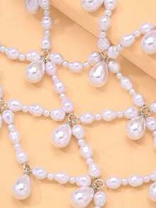 1pc Bestselling Pearl Hair Accessory Fairy Water Drop Princess Style Elegant Bridal Fashion Evening Party Stage Hair Ornament - Silver - View 4