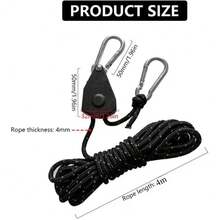 1/2/4 buah, Tali Pengikat Tenda Kemah Katrol Logam 4M, Dengan Tali Serut dan Pengait yang Dapat Diatur, Tali Katrol Kanopi Tahan Angin, Tali Elastis Reflektif yang Praktis, Cocok untuk Aksesoris Kemah, Aksesoris Tenda, Aktivitas Luar Ruangan, Mendaki, Trekking, dan Berkemah - Satu ukuran cocok untuk semua. - View 12