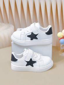 Minimalist Five-Point Star Kids Casual Shoes, Hook And Loop Lightweight Toddler Classic Versatile Sports Shoes - White - View 6