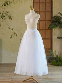 1pc Women's High Waist Long Solid Color Mesh Tutu Skirt - Multicolor - View 6
