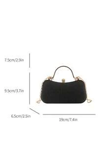 Women's Mini Fashion Handheld Crossbody Shiny Box Evening Bag - Black - View 5
