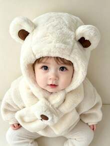 Children's One Size Hat And Scarf Set, Cute Plush Thickened Hat And Neck Warmer, Autumn/Winter Style, Suitable For Boys And Girls - Multicolor - View 8
