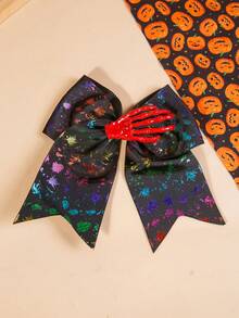New Halloween Spider Web Bow Hair Clip Women Gothic Style Ribbon Party Costume Hair Accessory - Multicolor - View 4
