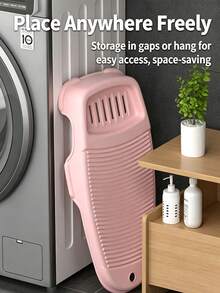 1pc Cute Minimalist Plastic Non‑Slip Washboard, Raised Strip Texture With Bottom Slot, Stable Support Feet, Portable Hand Laundry Scrub Board For Dorm Bathroom Basin Underwear Small Clothes Washing - Multicolor - View 4
