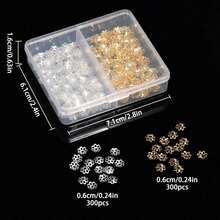 200/600pcs Per Box, 6/9mm Gold And Silver Flower Bead Caps, Suitable For Jewelry Making, Bracelets, Needlework DIY Accessories - Receptacle - View 7