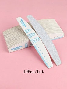 5/10pcs Thin Crescent-Shaped Wooden Nail Files, Double-Sided 100/180 Grit With Ruler And Nail Shape Guide, Professional Washable Nail Buffing Strips For Acrylic And Natural Nails - Light Grey - View 13