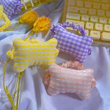 1 Pc Assorted Gingham Wrist Rest Pillow, Cute Plush Fabric Bone-Shaped Cushioned Wrist Support With Elastic Strap, Soft Ergonomic Hand Rest Pad For Mouse, Keyboard, Typing, Office Desk, Study, Home And Everyday Computer Use - Multi-color - View 8
