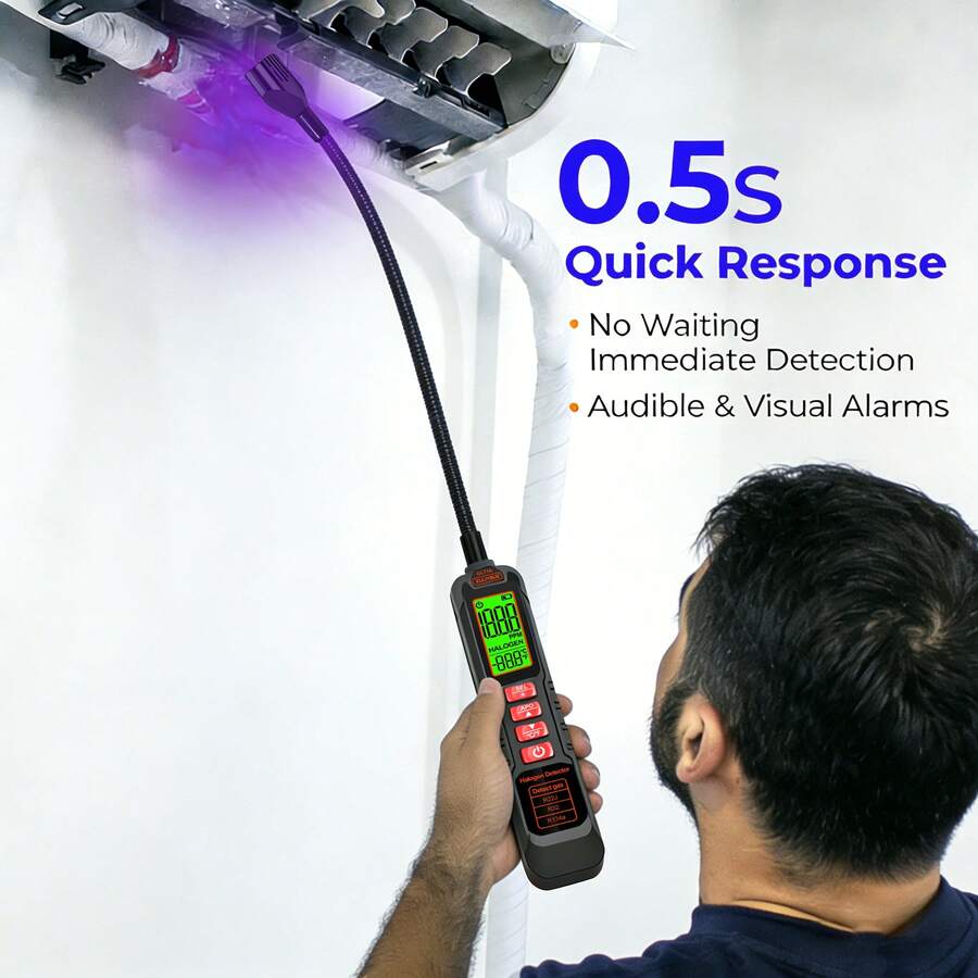 ZL77A GL77A Halogen Refrigerant Leak Detector, High Sensitivity Freon Detector, Suitable For HVAC, Automotive Air Conditioning And Cold Storage, 0-1000PPM Range, 3s Fast Detection, Compatible With R134a R410a R22 R1234FY - 彩色 - 查看 1
