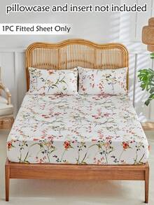 1 pieza Sábana ajustable con estampado floral, protector de colchón de estilo campestre sencillo y fresco de poliéster, suave y transpirable, lavable a máquina, bolsillo profundo, adecuado para todas las estaciones - Multicolor - Ver 1