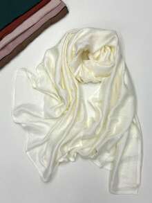 1 pieza Pañuelo musulmán de borde ancho de doble cara, casual, cómodo, versátil, de unicolor, delgado, transpirable, suave, para uso diario, vacaciones y viajes, envoltura para la cabeza, primavera y verano, nuevo pañuelo para mujer - Multicolor - Ver 23