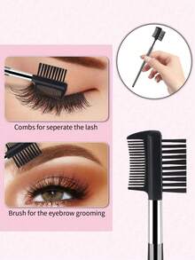 6-teiliges Make-up-Pinselset, enthält Wimpernbürste, Wimpernzange, doppelseitige Augenbrauenbürste, Multifunktions-Augenbrauen- & Wimpernkamm, Wimpernhilfe-Werkzeug mit Kamm - Verschiedenfarbig - Übersicht 4