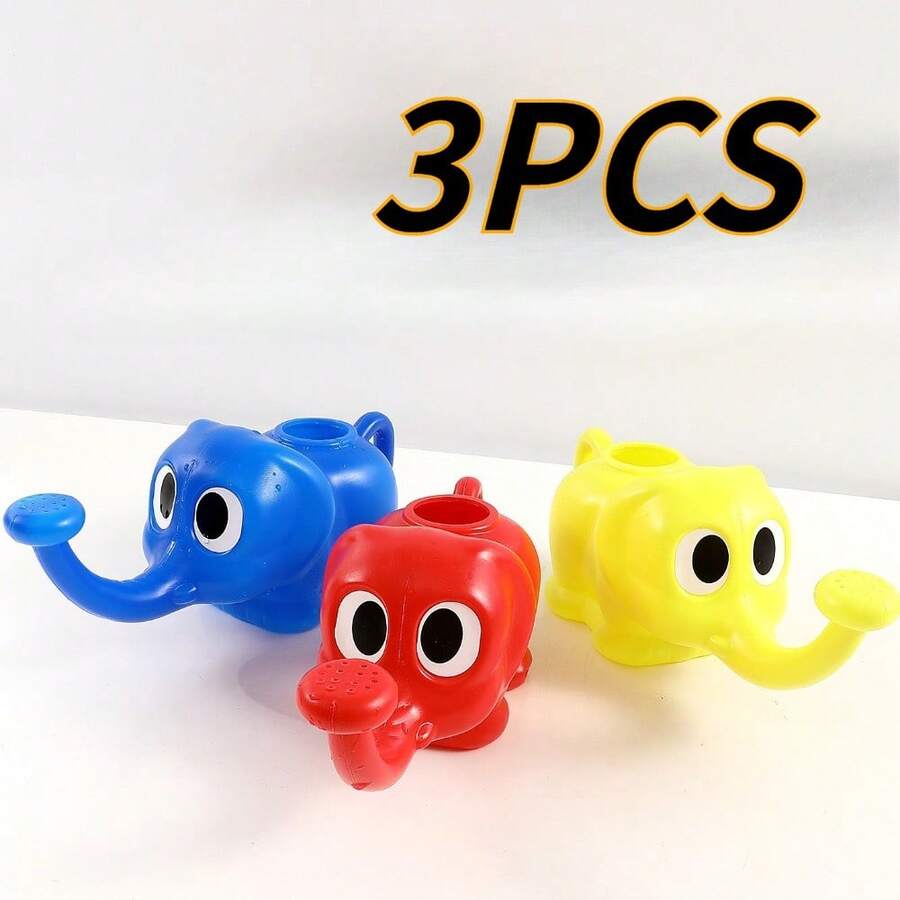 3 Pcs Cute Elephant Watering Cans, Gardening Tools, Long Spout Spray Kettles - 3pcs - View 1