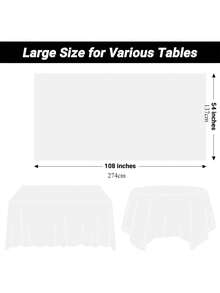 1pc Plastic Tablecloth, 54 X 108 Inch Disposable Tablecloth, Suitable For Parties, Picnics And Weddings, Rectangular, Multiple Colors Available - Square Tablecloth - View 3