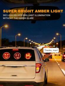 GLANBERT 3 piezas Lámpara de gesto creativa e interesante, luz de freno LED para ventana trasera de automóvil - Lámpara de expresión divertida - Ver 11