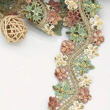 1/5" 金色亮片蕾絲飾邊刺繡花卉蕾絲緞帶 波浪金屬編織邊 多色花卉貼花，適用於縫紉手工、婚紗禮服裝飾、衣飾飾邊、DIY拼接派對裝飾、家用紡織面料 - 粉色 - 查看 9