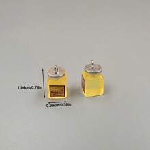 5/10pcs Cartoon Cute Resin Simulated Honey Jam Bottle Pendant, Yellow Honey Jam Square Bottle Design, Suitable For DIY Jewelry Making, Perfect For Party Accessories, Earrings, Necklaces, Bag Charms - Yellow Honey Jar Pendant - View 3