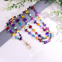 1pc Bohemian Beaded Crossbody Phone Lanyard With Phone Pad, Colorful Crystal Stone Long Phone Chain With Metal Buckle, Universal Anti-Loss Phone Case Shoulder Strap, Multi-Color Handmade Phone Bead Chain, Wallet, Women's Gift - Multicolor - View 15