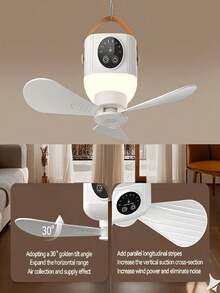 1pc Portable Remote Control Hanging Fan With Light, USB Type-C Recharge Silent Tent Ceiling Fan Adjustable Speed Timing For Camping Dorm Travel - 1 - View 10