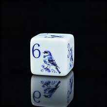 6pcs Floral & Bird Pattern D6 Dice, 2 Styles: Optional Vibrant Watercolor Birds Or Blue & White Sparrow Print, White Acrylic Six-Sided Dice, Tabletop RPG Dice, Suitable For Game Night And Dice Collectors - Multicolor - View 6