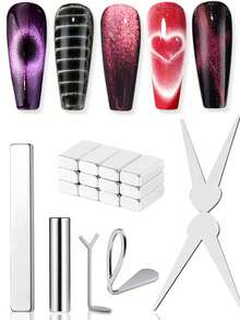 Beautizon Nailartlab Juego de 7 piezas Multifuncional Bolígrafo Imán para Uñas con Efecto Ojo de Gato & Imán en Forma de Corazón para Uñas, Imanes para Uñas para Arte de Uñas, Imán Ojo de Gato para Arte de Uñas, Perfecto para DIY en Casa, Diseño de Arte de Uñas - Multicolor - Ver 11