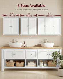 VASAGLE Bathroom Wall Cabinet, Hanging Bathroom Storage Cabinet, For Medicines, Farmhouse, 2 Adjustable Shelves, 7.9 X 22 X 23.6 Inches - Cloud White - View 5