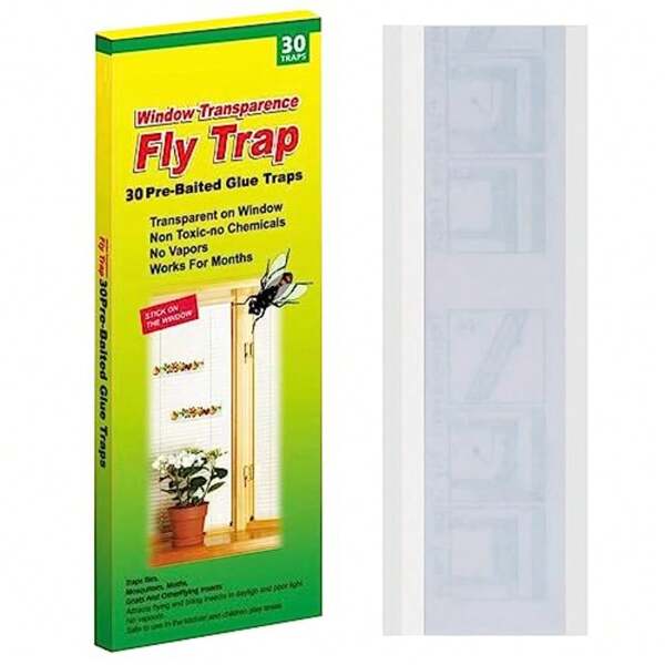 Window Fly Traps, 30 Pack Sticky Fly Traps For Indoors, Fly Catchers For Inside Home, Waterproof And  Adhesive Sticky Paper Trap For Mosquitos Bugs Housefy Fruit Fly Flying Gnats