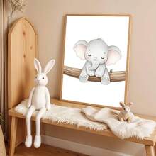 1pc Canvas Framed Baby Room Wall Art Decor, Animal Baby Poster, Sloth, Elephant And Zebra, Cute Baby Room Wall Decoration, Nordic Style, Jungle Theme Wall Decor, Ready To Hang, Suitable For Baby Crib Corner, Unisex Toddler Bedroom, Ideal Gift For Newborn Baptism, Wildlife Children's Room Accent Decor, Children's Room Decoration, Baby Room Poster, Kindergarten Decoration, Playroom Decoration, Gift, Party Decoration - Multicolor - View 8