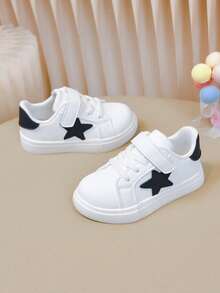 Minimalist Five-Point Star Kids Casual Shoes, Hook And Loop Lightweight Toddler Classic Versatile Sports Shoes - White - View 2