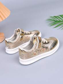 1 Pair Spring/Autumn Unisex Kids' Sports Shoes, Fashionable Versatile Non-Slip Casual Skate Shoes, German Trainer Style - Silver - View 6
