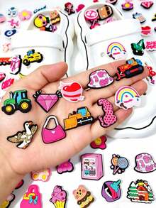 10-20-30-50-100 Pcs Hot Selling Pink Random Mixed Series DIY, Shoe Charm Accessories, Suitable For Various Wristbands, Bags And Accessories - PVC Mate - Multicolor - View 5