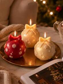 Christmas Decoration Ball Aromatherapy Candle Silicone Mold, Integrated Bowknot Snowflake Embossed Round Ball Casting Mold, Suitable For Aromatherapy Wax And Home Decor, Ideal For Window Display Arrangement, Christmas Gift Box Inner Decoration, Bulk Customized Holiday Handmade Gift Mold - Silicone Candle Mold - View 4