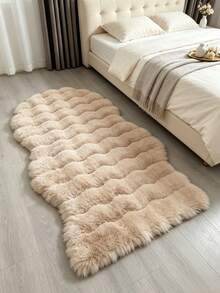 1pc Light Brown Fluffy Wavy Rug, Cute Furry Carpet, Decorative Rug, Bedroom Decor, Home Decor, Outdoor Carpet, Washable Rug, Back To School Gift - Camel - View 3