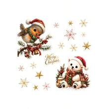 2pcs Christmas Window Stickers, With Christmas Bear And Bird Pattern, Static Glass Decals, For Christmas Scene Decoration, Suitable For Removable Window And Glass Decor - 1PC - View 6
