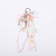 1Pc Cute Deer Keychain Lace Ribbon Beaded Tassel Floral Pendant Back To School Halloween Women Backpack Car Key Charm Gift - Multicolor - View 5