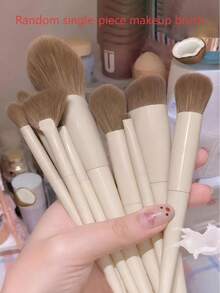 1pc Random Makeup Brush Set, Complete Makeup Tools, Easy To Apply, Includes Foundation Brush, Blush Brush, Eyeshadow Brush, Eyebrow Brush, Contour Brush, Lip Brush, Nose Brush, Eyeshadow Brush, Ideal Facial Makeup Tool - Beige - View 6