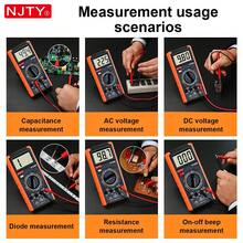 NJTY DT-9205 جهاز قياس متعدد رقمي، جهاز اختبار متعدد النطاق اليدوي لقياس الجهد والتيار والمقاومة والسعة والتردد ودرجة الحرارة والديود والترانزستور HFE، شاشة LCD كبيرة، إيقاف تلقائي للطاقة، حامل قابل للطي للاستخدام المنزلي والصناعي - متعدد الألوان - مشاهدة 8